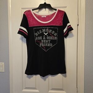 Maurices Black and Pink Graphic Short Sleeve Tee